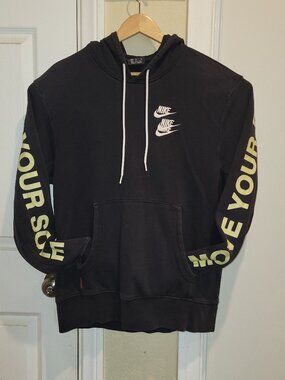 Nike World Tour Hoodie Black Men Size Medium Pullover Hooded Sweatshirt Swoosh